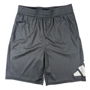 adidas Boys Large Shorts Gray with White Logo Gym Shorts Basketball Shorts